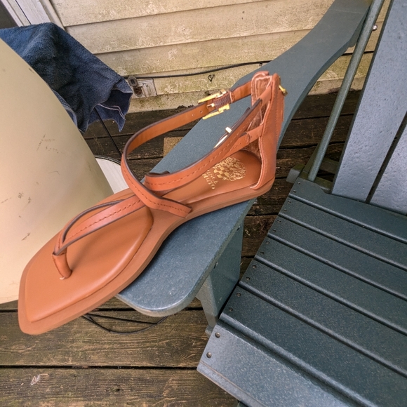 Excellent Vince Camuto Backzip Ankle strap Cushioned Leather Sandals Sz 8.5-9.5 - Picture 3 of 8